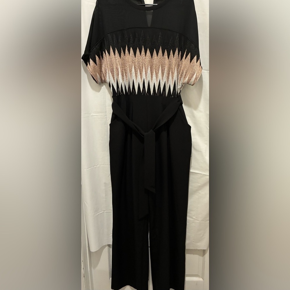 Eva Franco Black and Gold Wide-Leg Jumpsuit - Picture 3 of 4